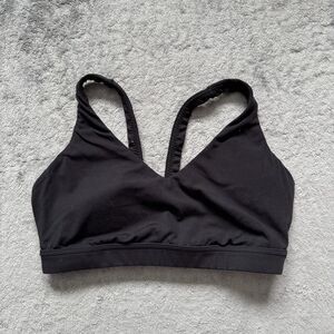 OFFLINE Aerie The Hugger V Neck Sports Bra Black Workout Basic Everyday